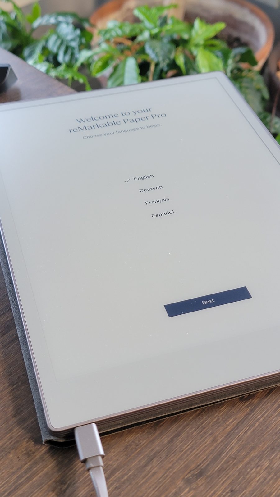 Choosing a language during first-time setup